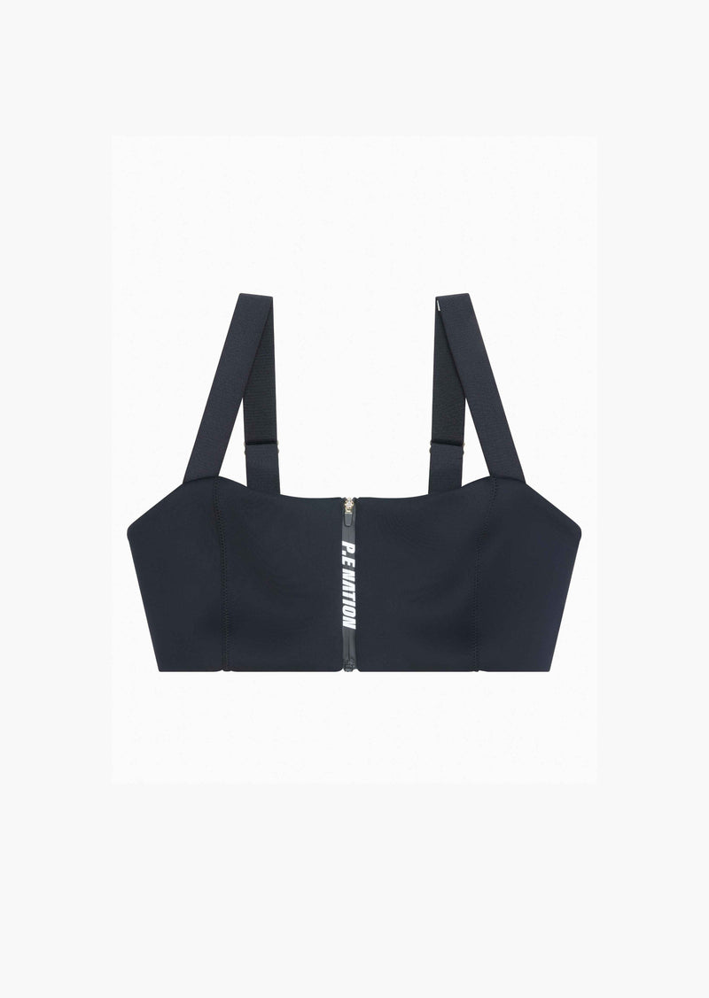 NWT $48 Free People FB Movement [ Large ] Rebel Sports Bra in Black/Navy  #U551