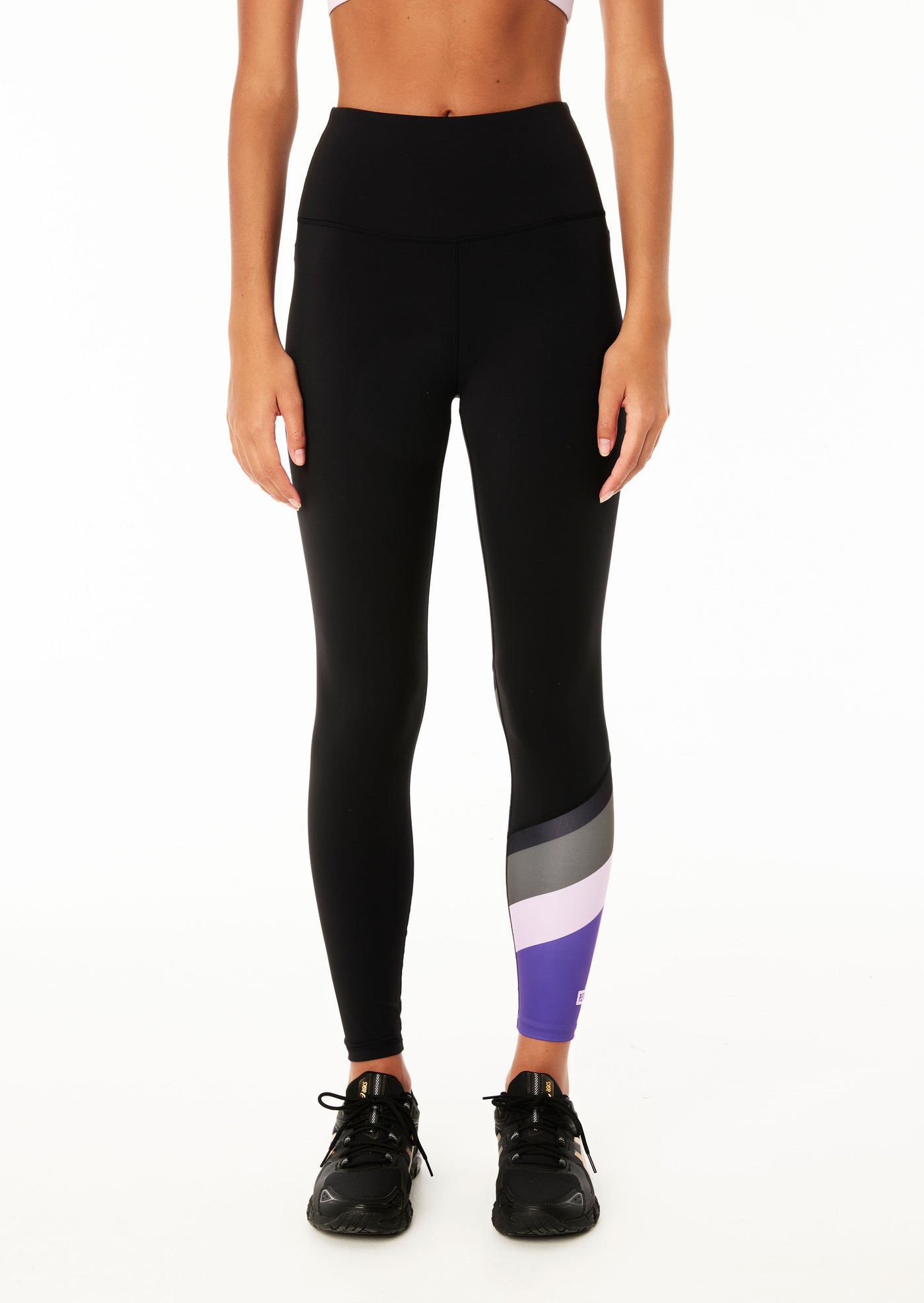 POLE POSITION 7/8 LEGGING IN BLACK / ROYAL LILAC