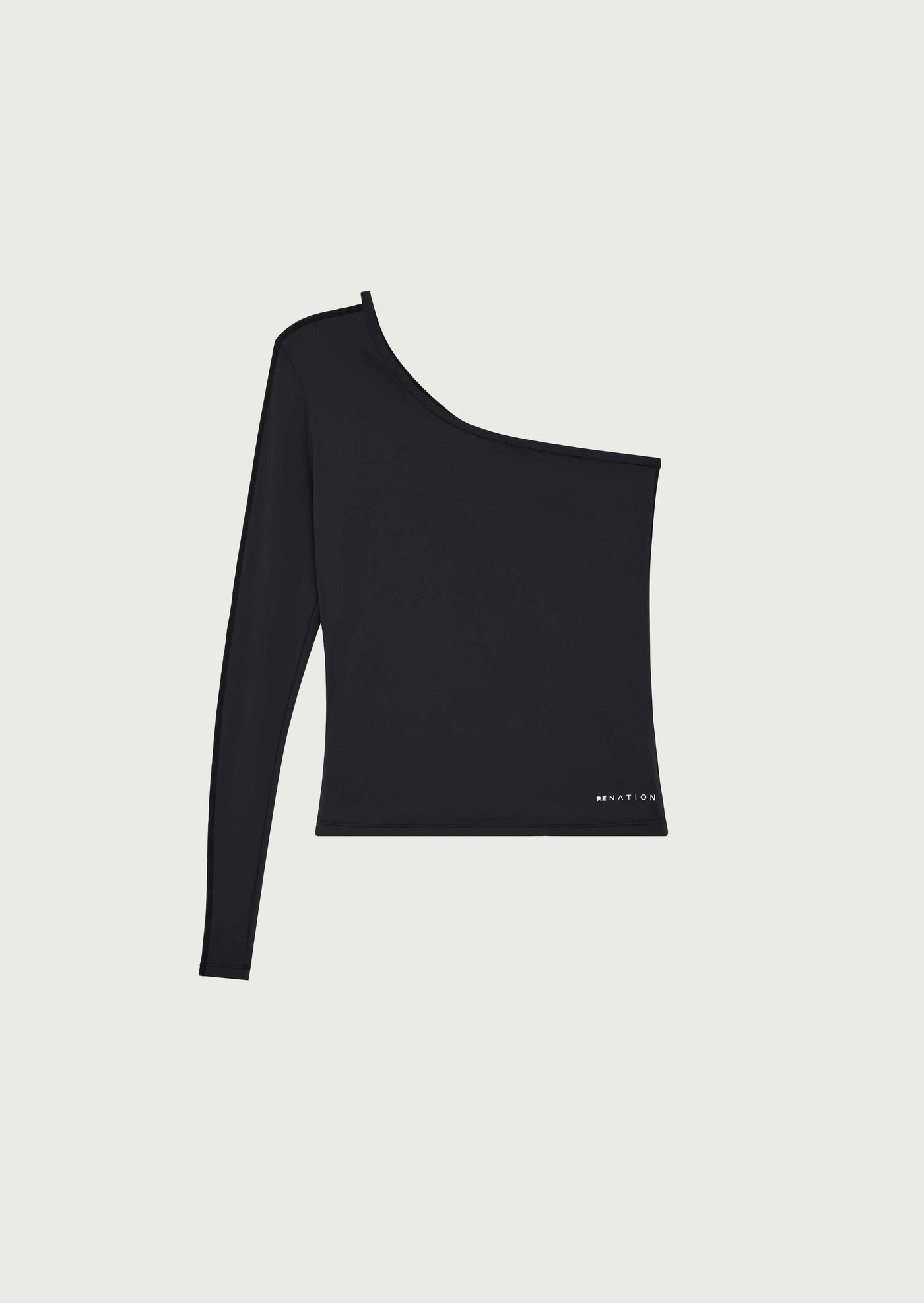 FOUNDATION ASYMMETRIC LONG SLEEVE TOP IN BLACK