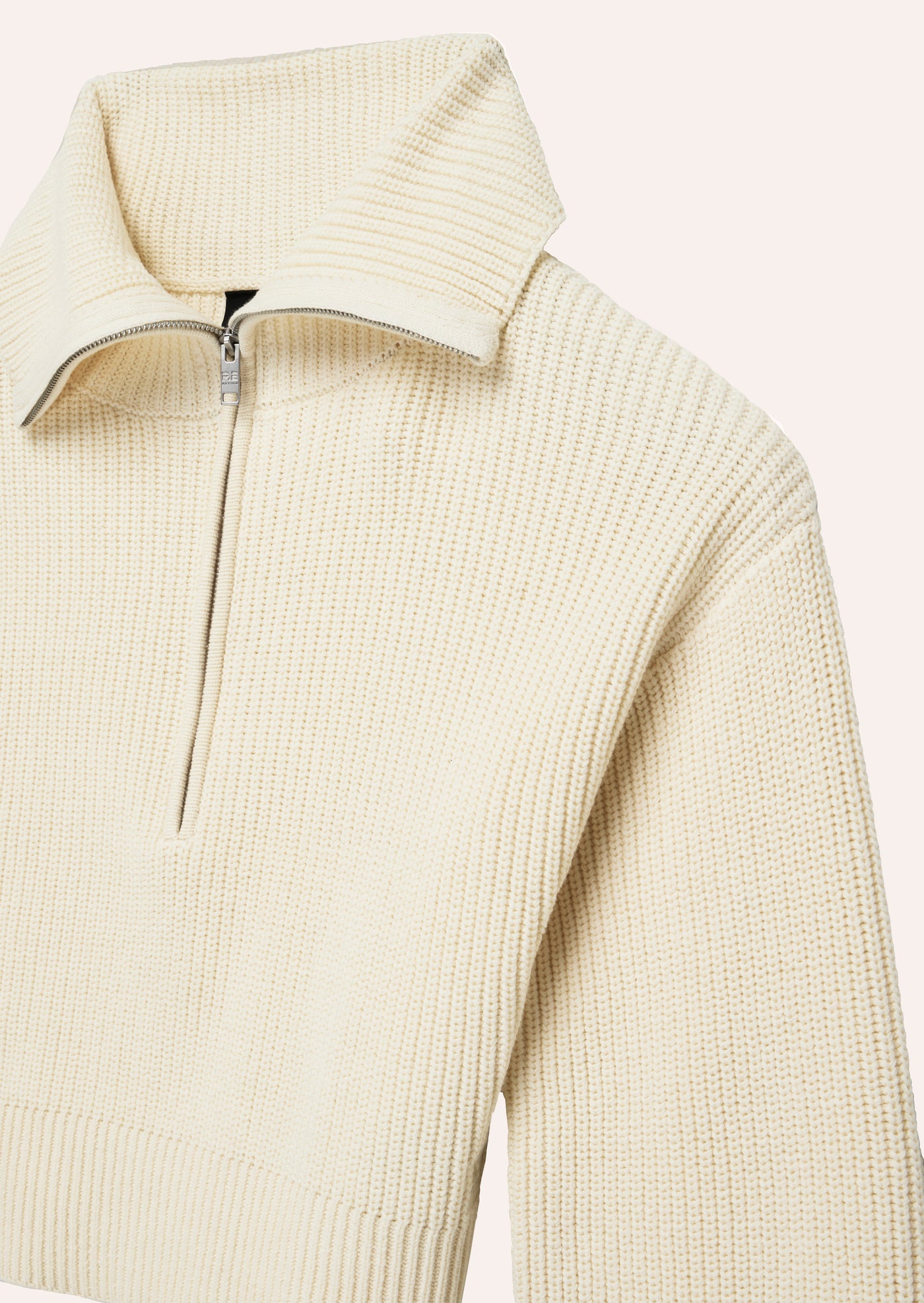 HIGH SEASON ZIP NECK KNIT IN WHISPER WHITE