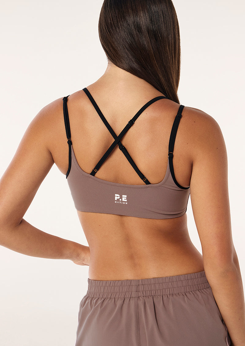 DISTORTION SPORTS BRA IN CLAY