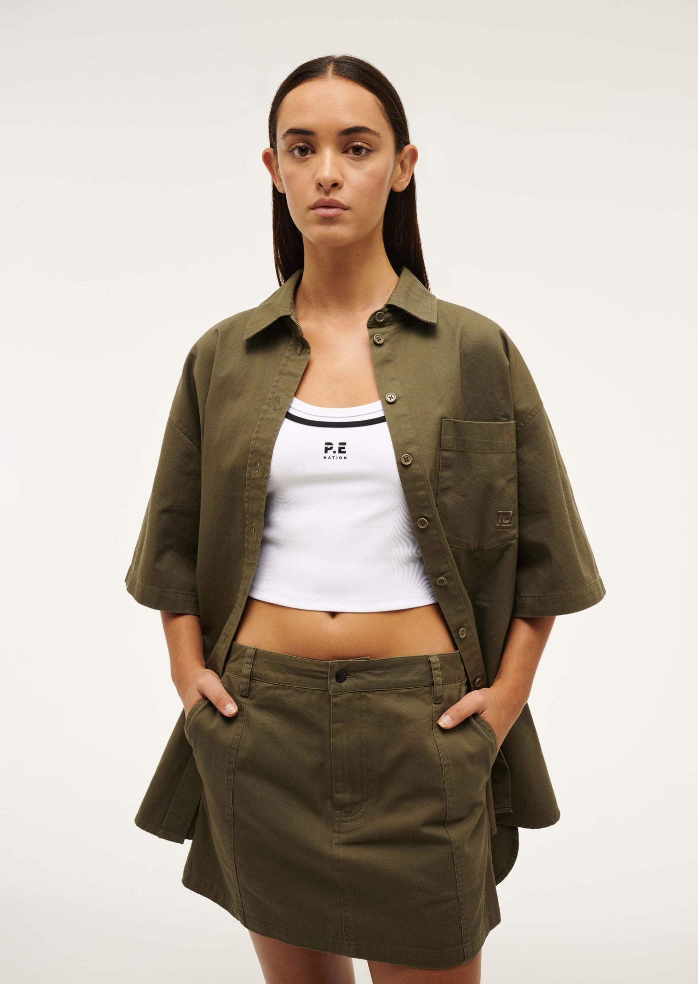 HEADLINE SHORT SLEEVE SHIRT IN KHAKI