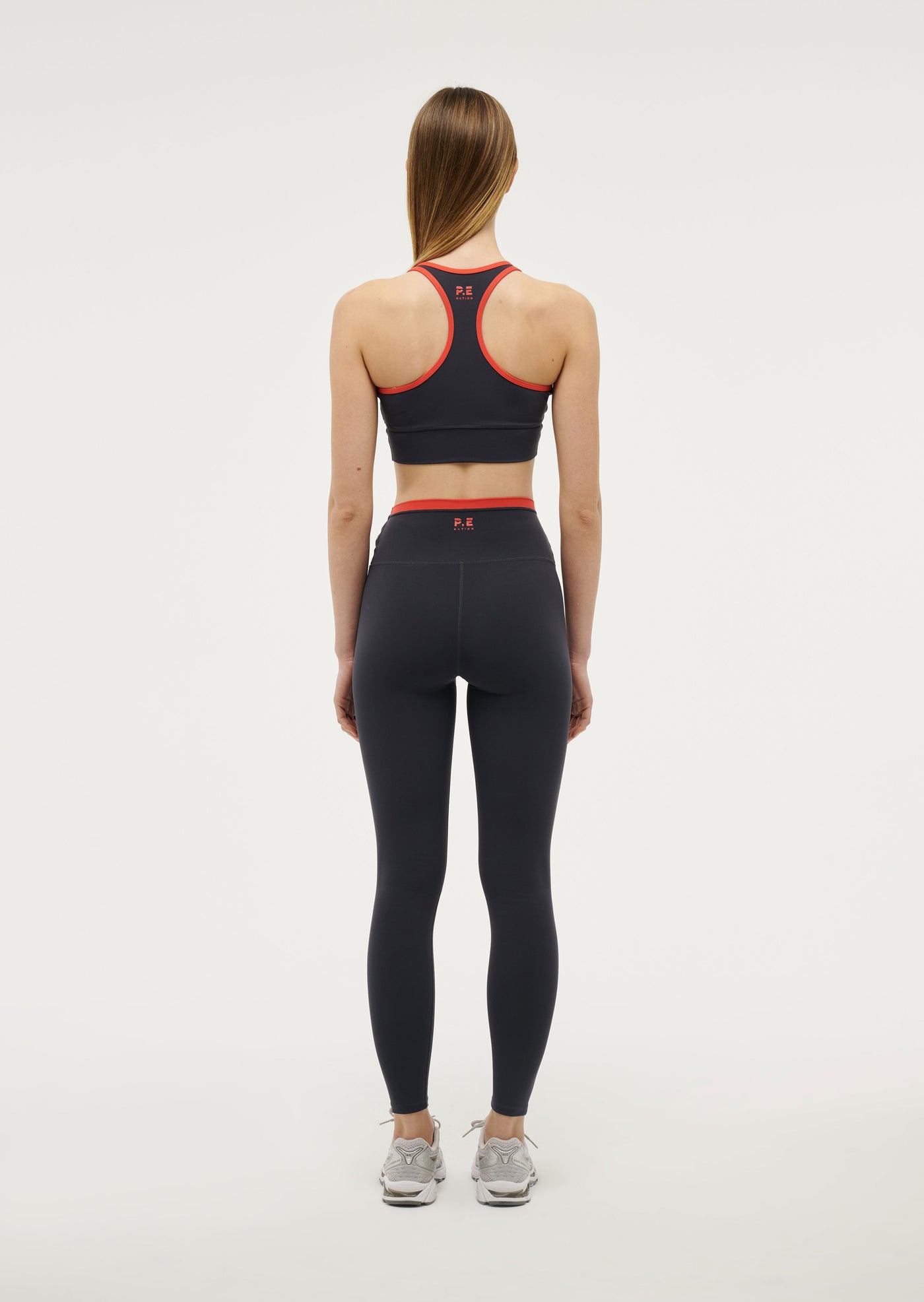 Vita Full Length Legging in Marine Blue Poppy Red by P.E Nation Navy Blue Pink Womens Active Legging