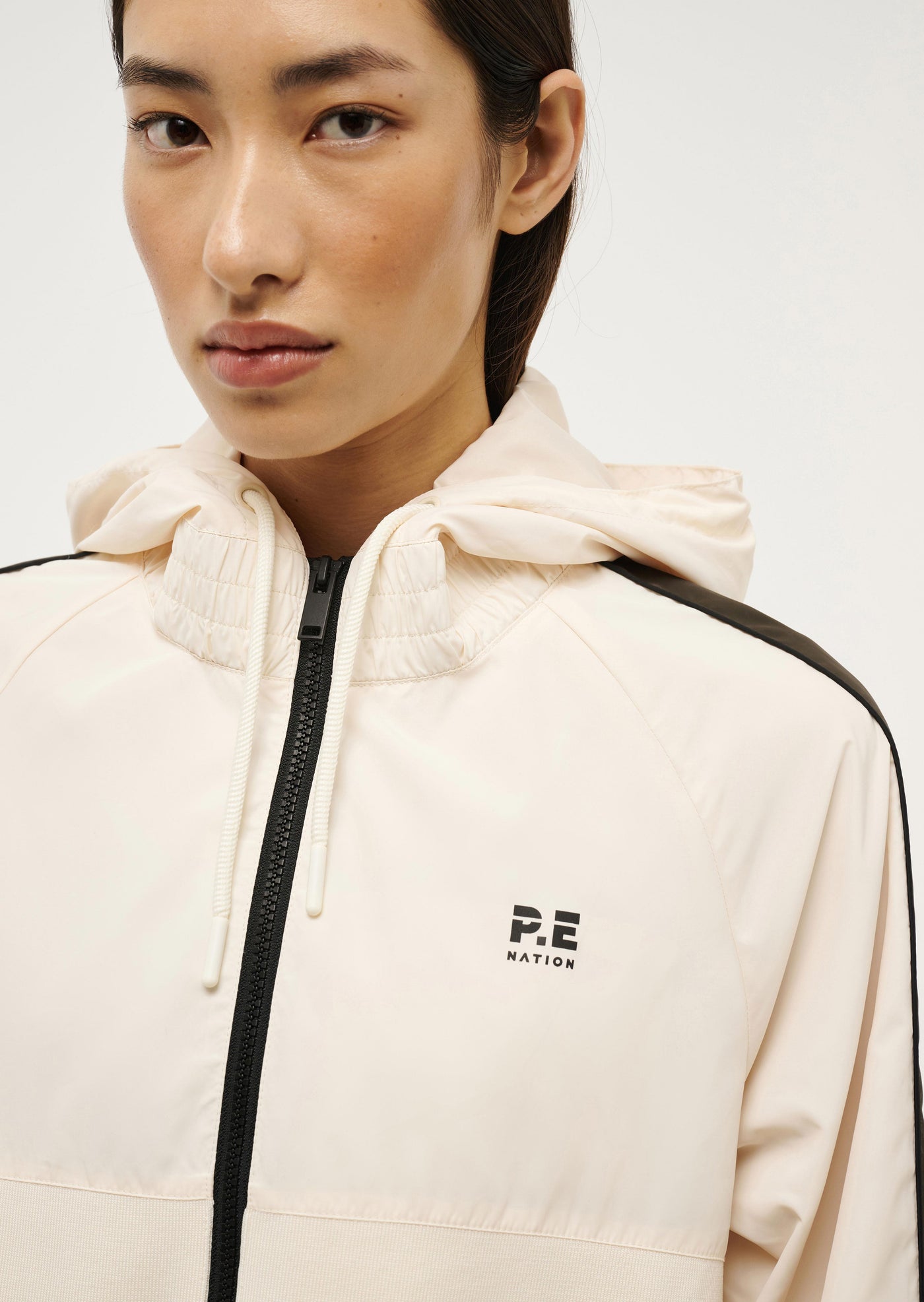 Cropped Man Down Jacket in Whisper White By P.E Nation, Cream Womens Cropped Spray Jacket