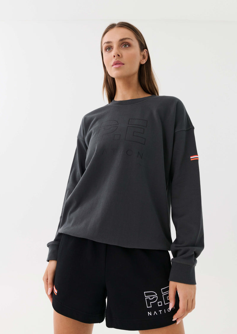 Heads Up Sweat | Charcoal | Drop Shoulder Relaxed Fit Sweat – P.E Nation